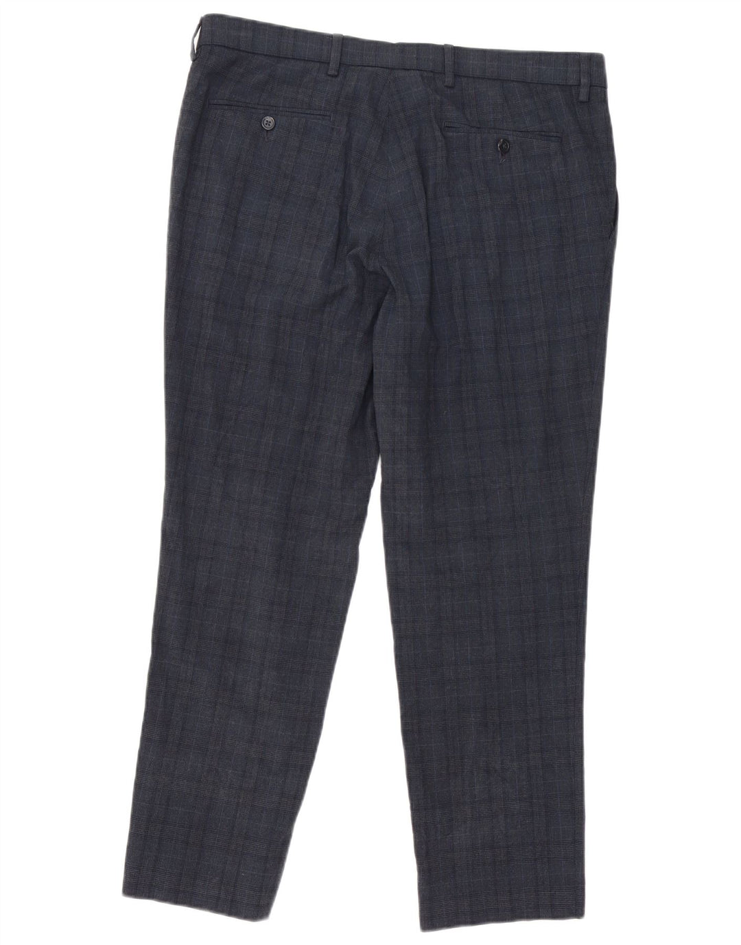 Calça masculina Marks & Spencer Slim Fit W36 L29 Azul Marinho Xadrez
