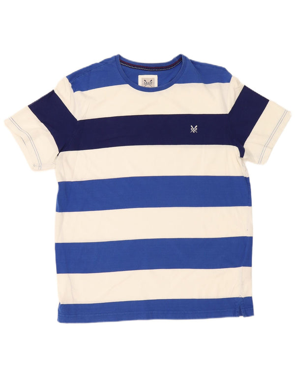 Camiseta masculina Crew Clothing Top grande algodão listrado azul