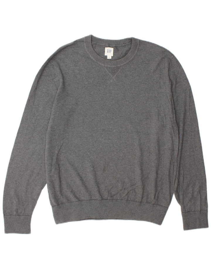 Suéter masculino Gap com gola redonda e algodão cinza grande