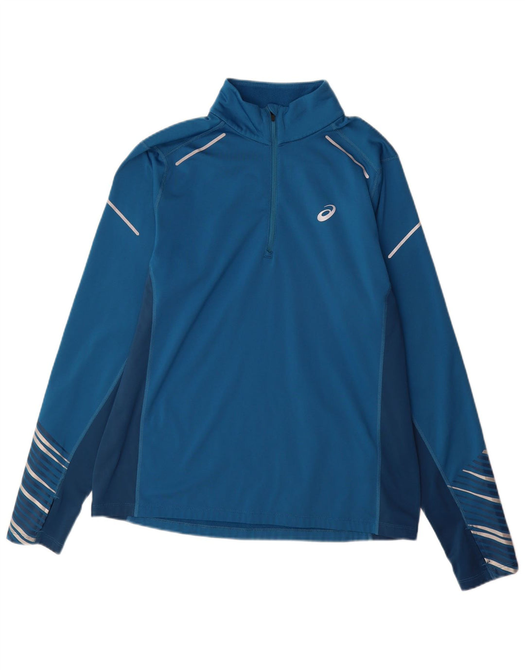 Asics Mens Pullover Treino Top Grande Azul Colorblock Poliéster Esportes