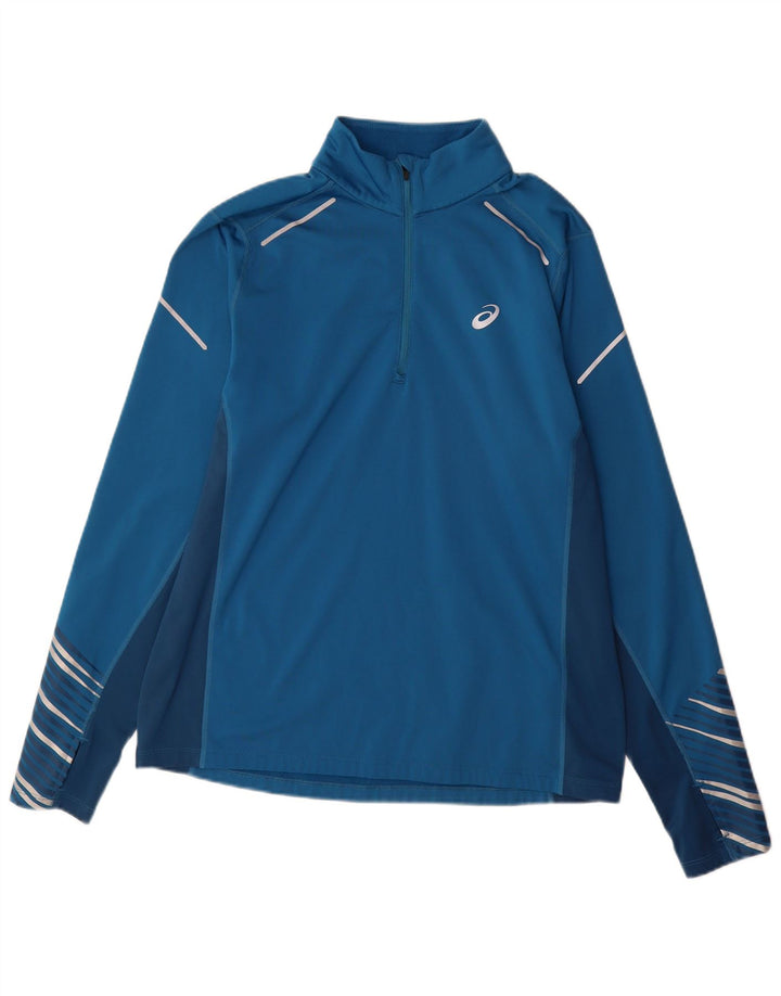 Asics Mens Pullover Treino Top Grande Azul Colorblock Poliéster Esportes