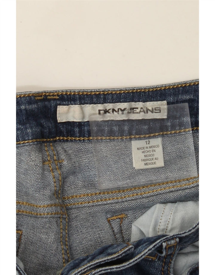 Shorts jeans feminino DKNY EUA 12 grande W32 algodão azul