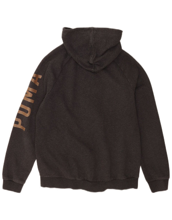 Suéter feminino Puma com capuz e zíper gráfico UK 14 grande algodão cinza