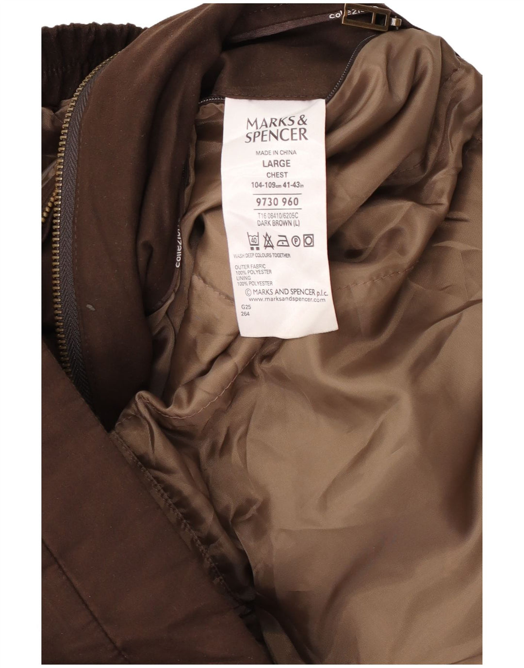 Jaqueta bomber masculina Marks & Spencer Reino Unido 40 grande poliéster marrom