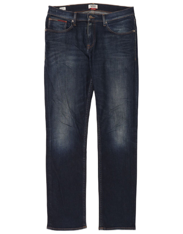 Jeans retos masculinos Tommy Hilfiger W34 L34 algodão azul marinho