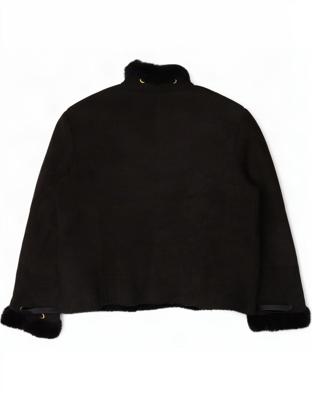 Jaqueta feminina vintage de shearling IT 46 grande preta