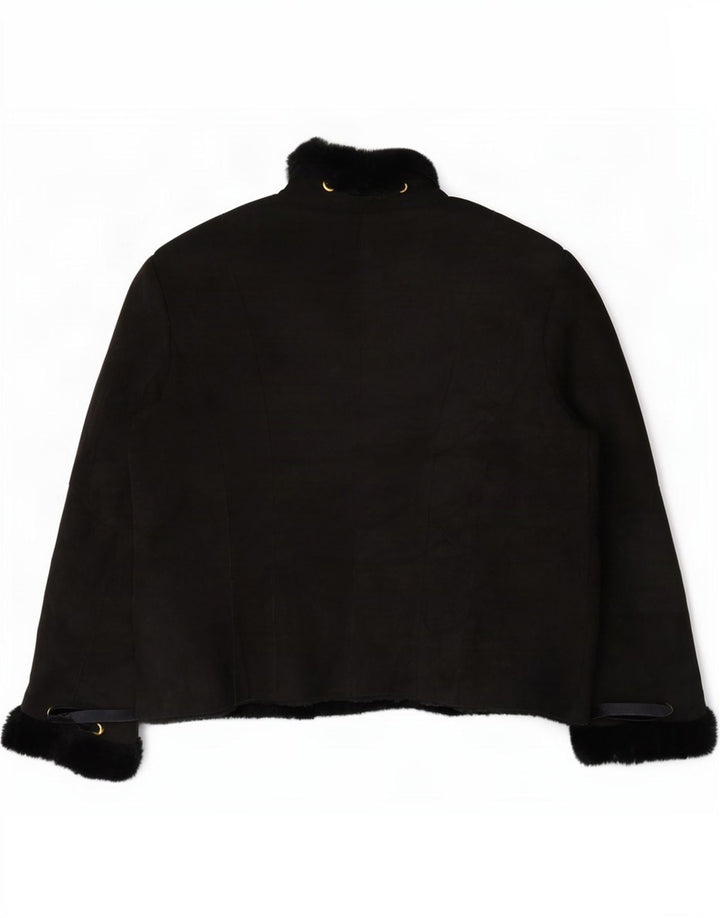 Jaqueta feminina vintage de shearling IT 46 grande preta