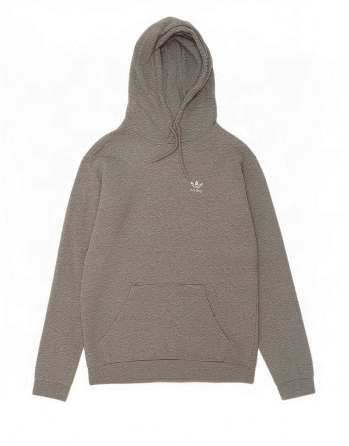 Adidas Mens Hoodie Jumper Médio Cinza Algodão
