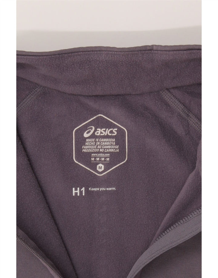 ASICS Womens Zip Neck Pullover Tracksuit Top UK 12 Medium Grey Striped Vintage Asics and Second-Hand Asics from Messina Hembry 