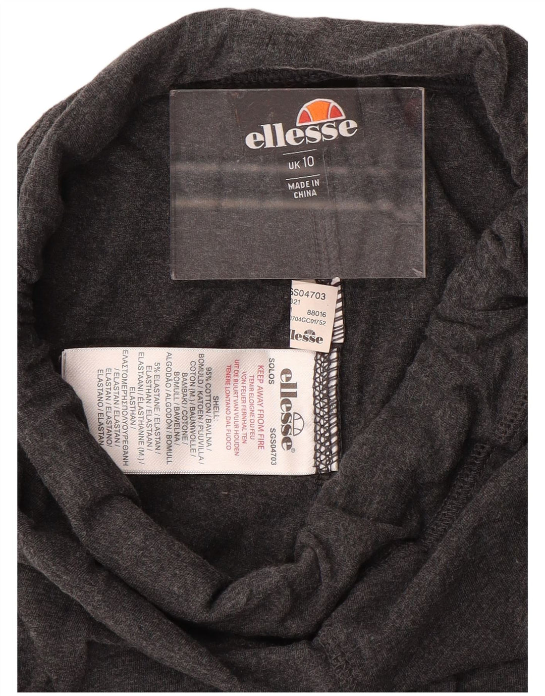 Ellesse Leggings Gráficos Femininos UK 10 Pequeno Algodão Cinza