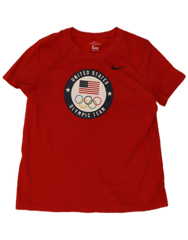 Camiseta Nike Feminina Dri Fit Graphic Top UK 16 Grande Algodão Vermelho