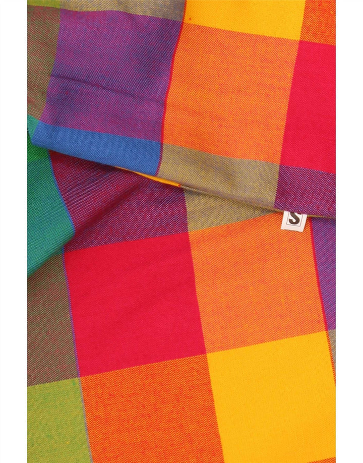 Colete jeans feminino vintage aberto Reino Unido 10 pequenos retalhos multicoloridos