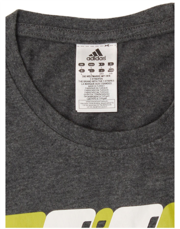 Camiseta Adidas Masculina Graphic Top Grande Algodão Cinza