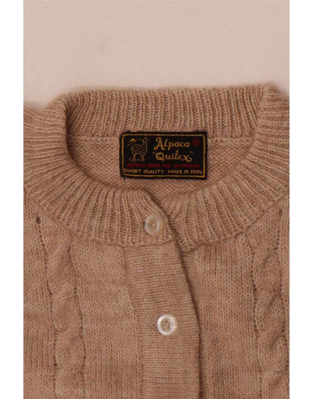 Suéter cardigã feminino Alpaca Quitex UK 12 médio bege