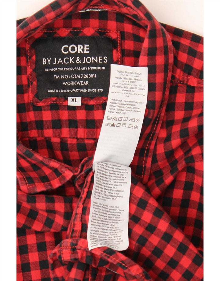 Camisa masculina Jack & Jones XL vermelha algodão guingão