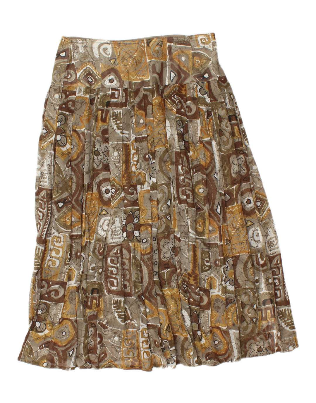 Saia plissada feminina vintage W30 patchwork marrom médio