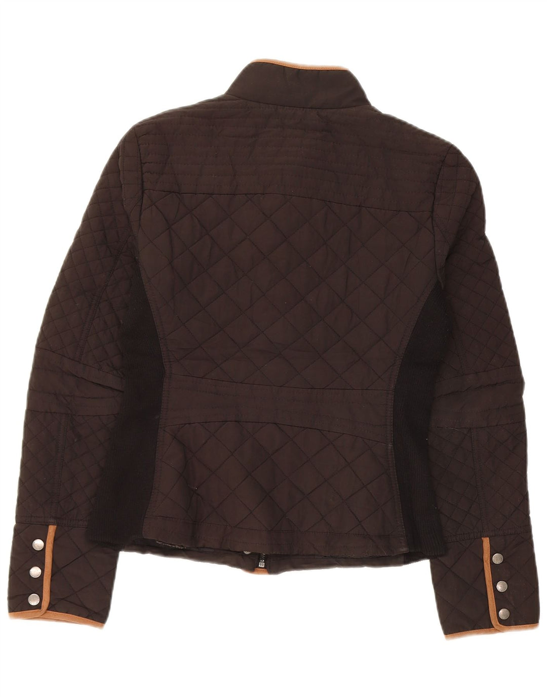 Jaqueta acolchoada feminina Zara UK 12 poliéster marrom médio