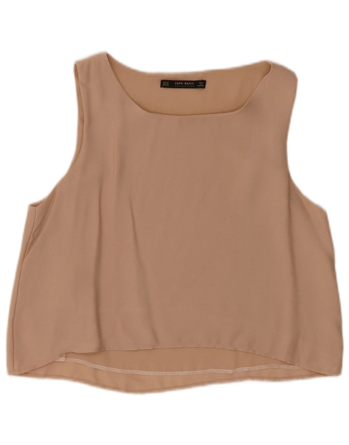 Top colete feminino ZARA UK 12 médio bege