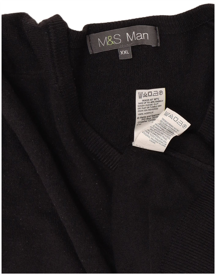 Suéter masculino Marks & Spencer com decote em V 2XL azul marinho acrílico