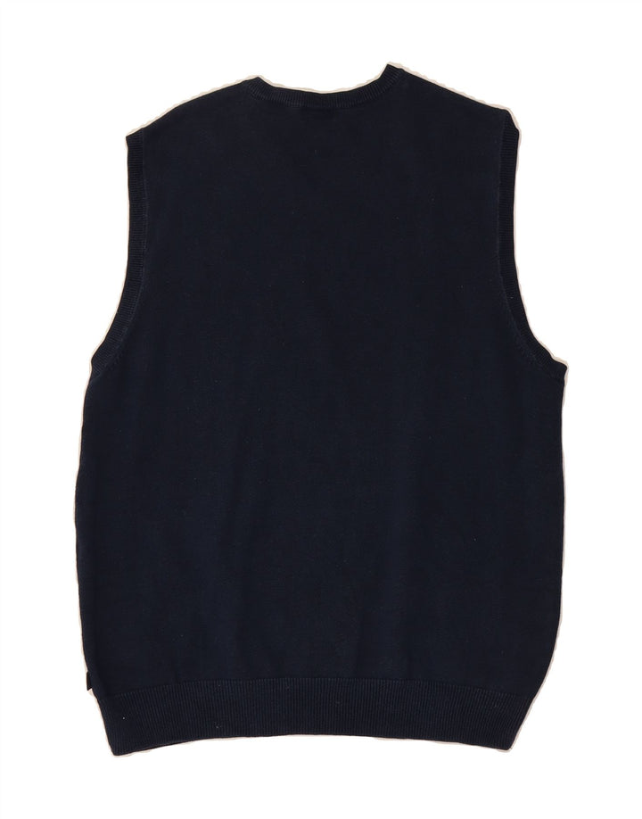 IZOD Mens Vest Tank Top Large Navy Blue Check Cotton Vintage Izod and Second-Hand Izod from Messina Hembry 