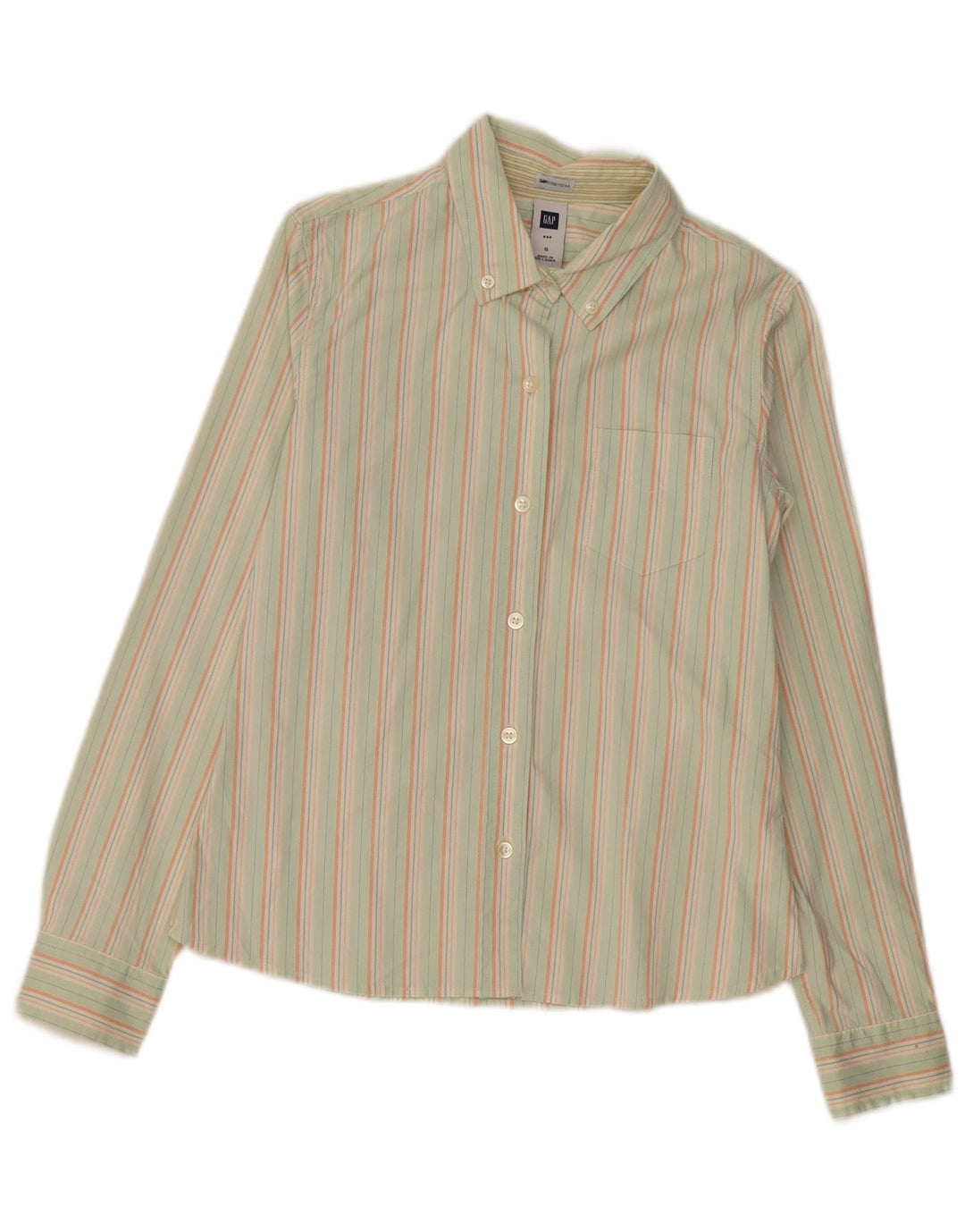 Camisa feminina GAP UK 10 algodão listrado verde pequeno