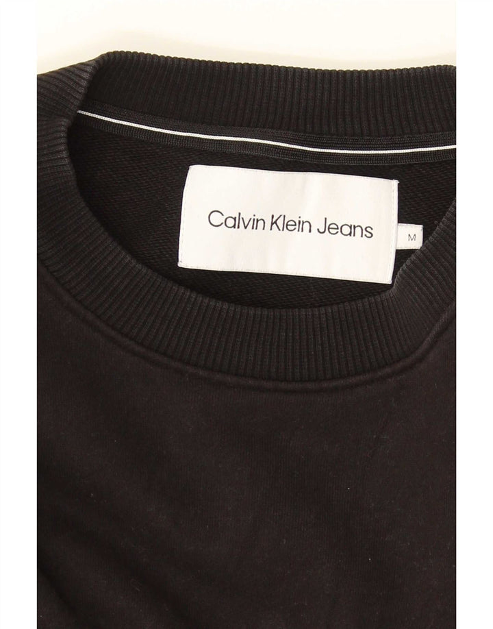 Calvin Klein Jeans feminino moletom gráfico jumper UK 12 médio preto