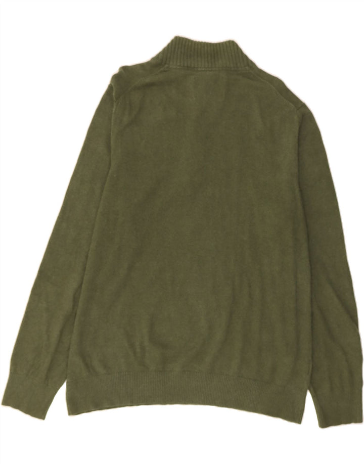 EDDIE BAUER Mens Zip Neck Jumper Sweater XL Green Cotton Vintage Eddie Bauer and Second-Hand Eddie Bauer from Messina Hembry 
