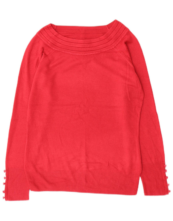 Suéter feminino Marks & Spencer com gola canoa e acrílico vermelho pequeno Reino Unido 10