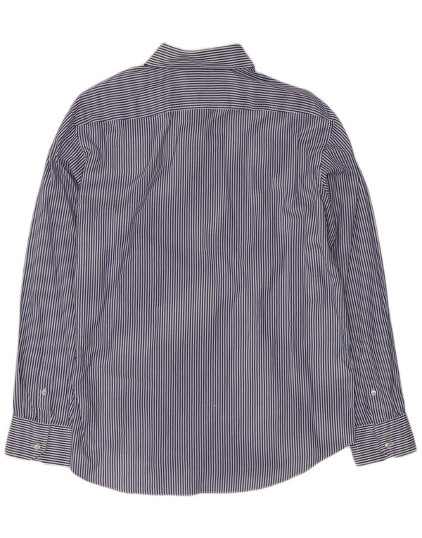 Camisa masculina Hugo Boss tamanho 43 17 XL algodão listrado azul