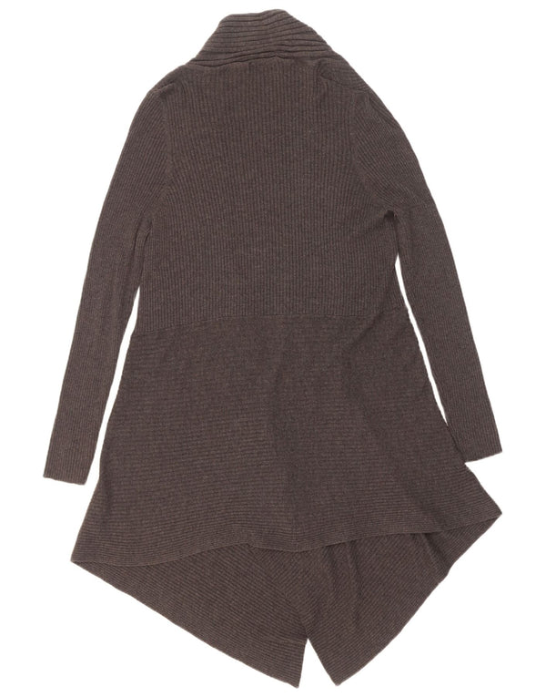 Suéter cardigã aberto assimétrico feminino Marks & Spencer Reino Unido 8 pequeno cinza