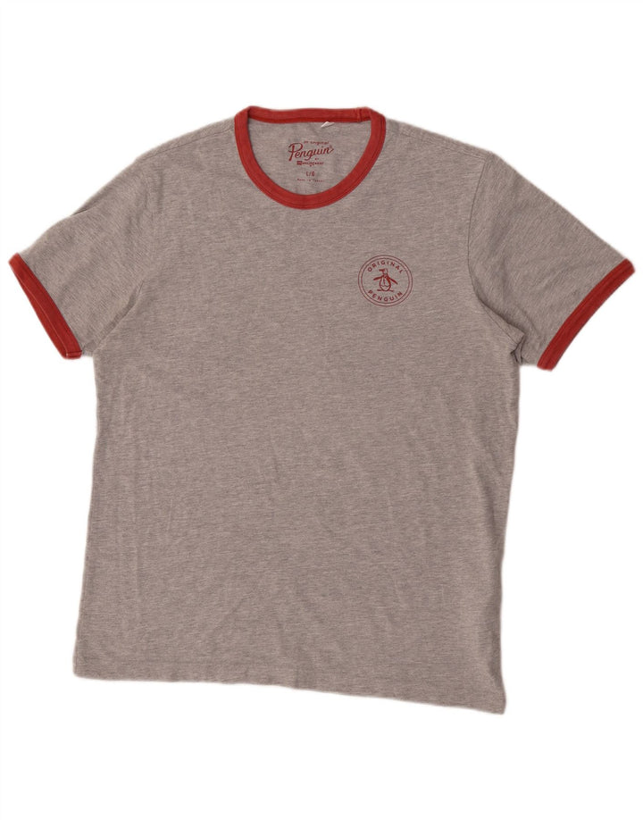 Camiseta masculina Penguin Top grande algodão cinza