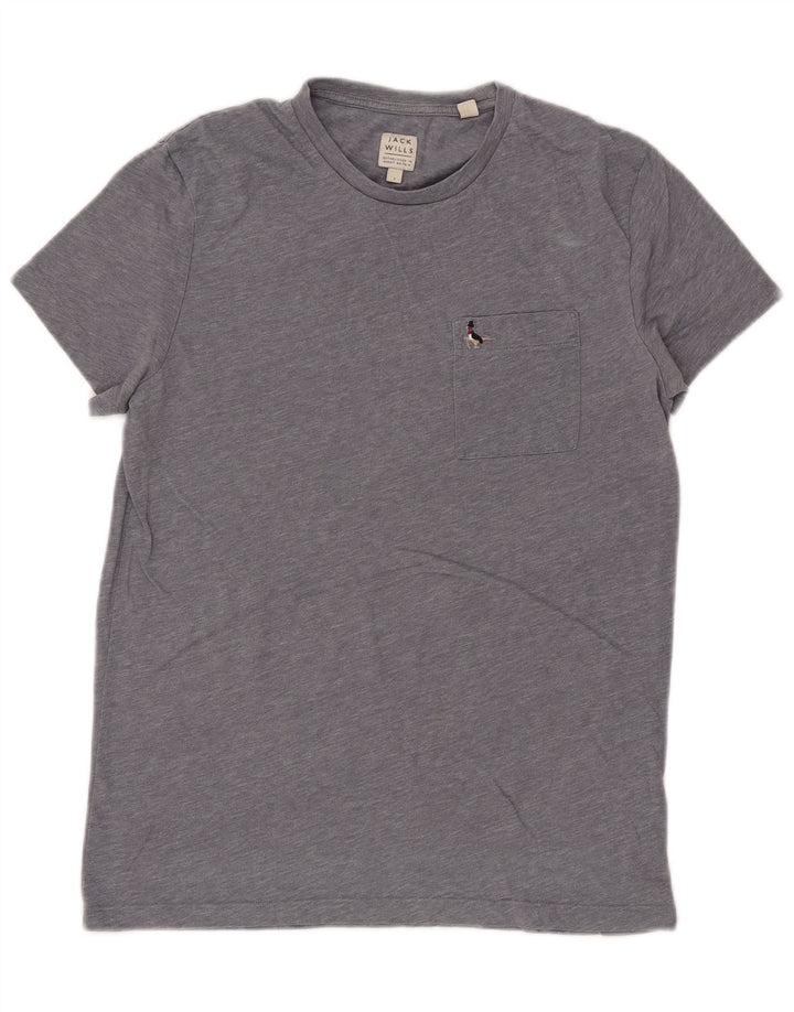 Camiseta masculina Jack Wills top pequeno algodão manchado cinza