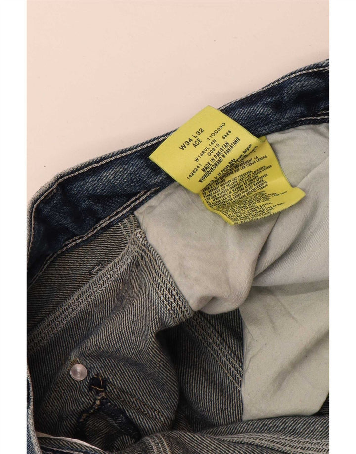 Wrangler Mens Ace Straight Jeans W34 L32 Azul Algodão