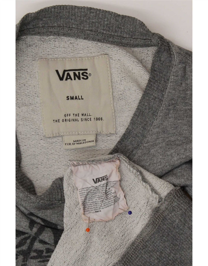 Vans Mens Graphic Moletom Jumper Pequeno Algodão Cinza