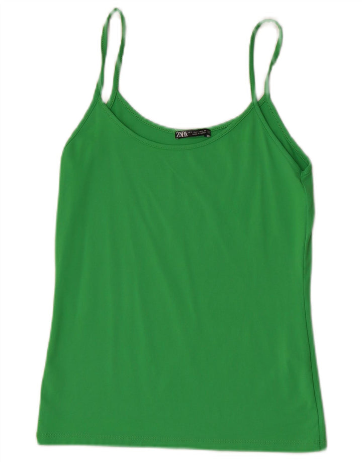 Zara Womens Cami Top UK 14 Grande Poliamida Verde