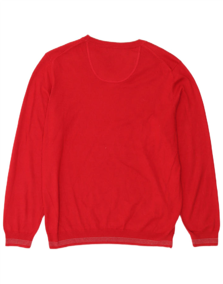 Suéter masculino Hugo Boss com decote em V grande poliacrílico vermelho