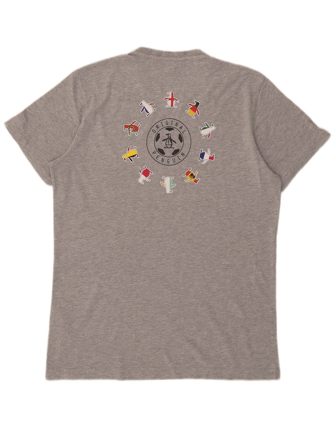 Camiseta gráfica masculina Penguin Top grande algodão manchado cinza