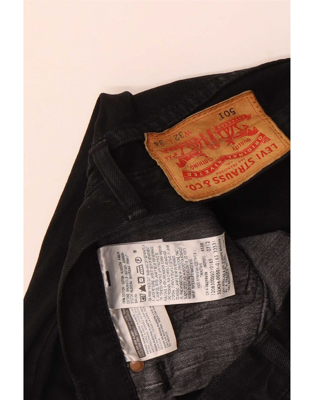 Jeans Levi's 501 Straight Masculino W32 L34 Algodão Preto