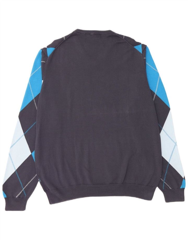 Suéter masculino LYLE & SCOTT com decote em V 2XL Azul marinho Argyle/Diamante