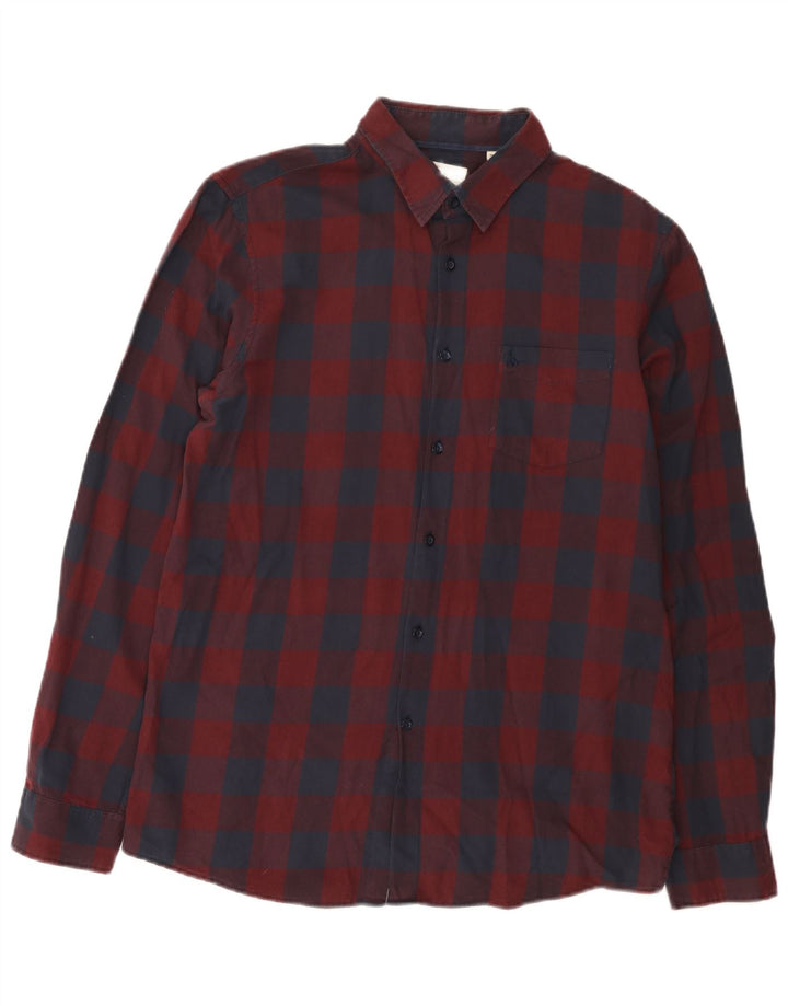 Camisa masculina clássica de ajuste Jack Wills, algodão guingão médio Borgonha