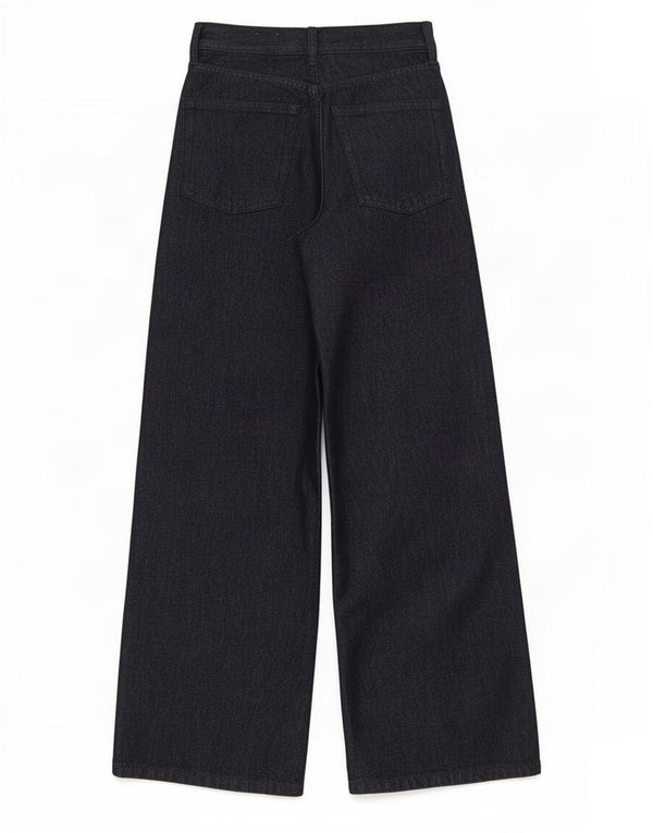 Zara Jeans feminino cintura alta com perna larga EU 32 2XS W22 L31 algodão azul marinho