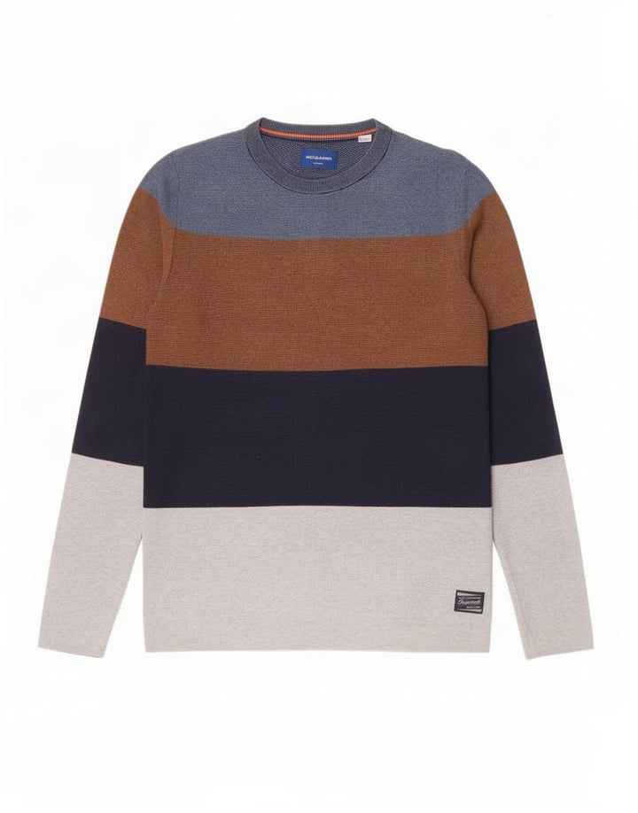 Suéter masculino Jack & Jones com gola redonda, bloco colorido médio multicolorido