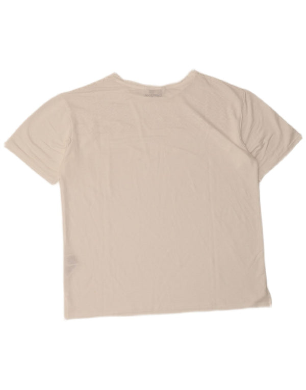 Camiseta feminina Desigual UK 16 grande viscose geométrica branca