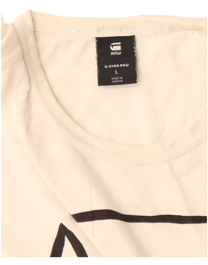Camiseta gráfica masculina G-Star Top grande de algodão branco