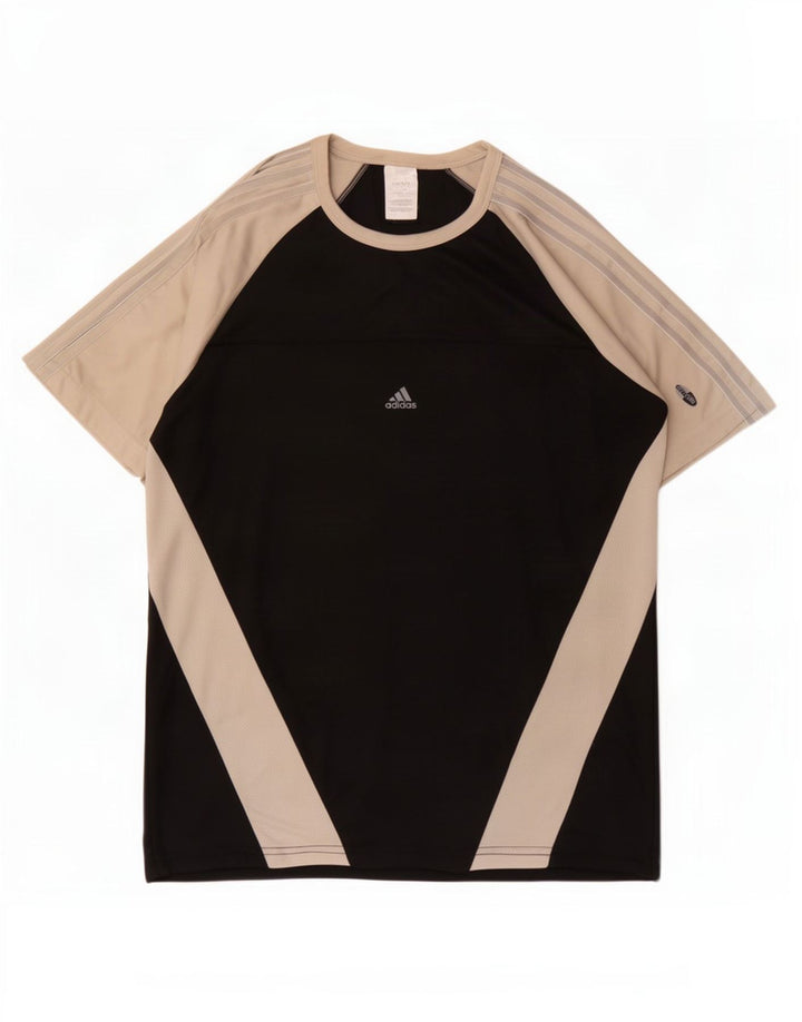 Adidas Mens Climacool Camiseta Top Médio Preto Colorblock