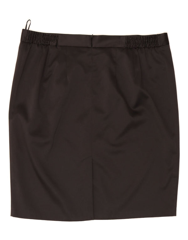 Saia reta feminina Ann HARVEY Reino Unido 22 2XL W44 poliéster preto