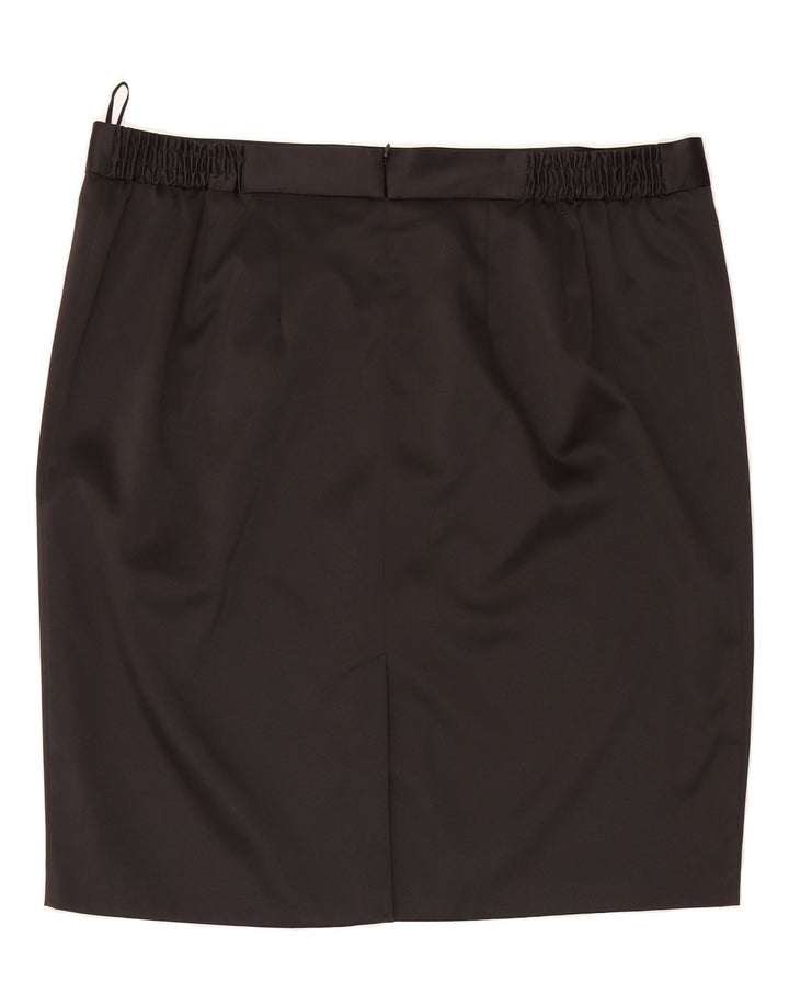 Saia reta feminina Ann HARVEY Reino Unido 22 2XL W44 poliéster preto