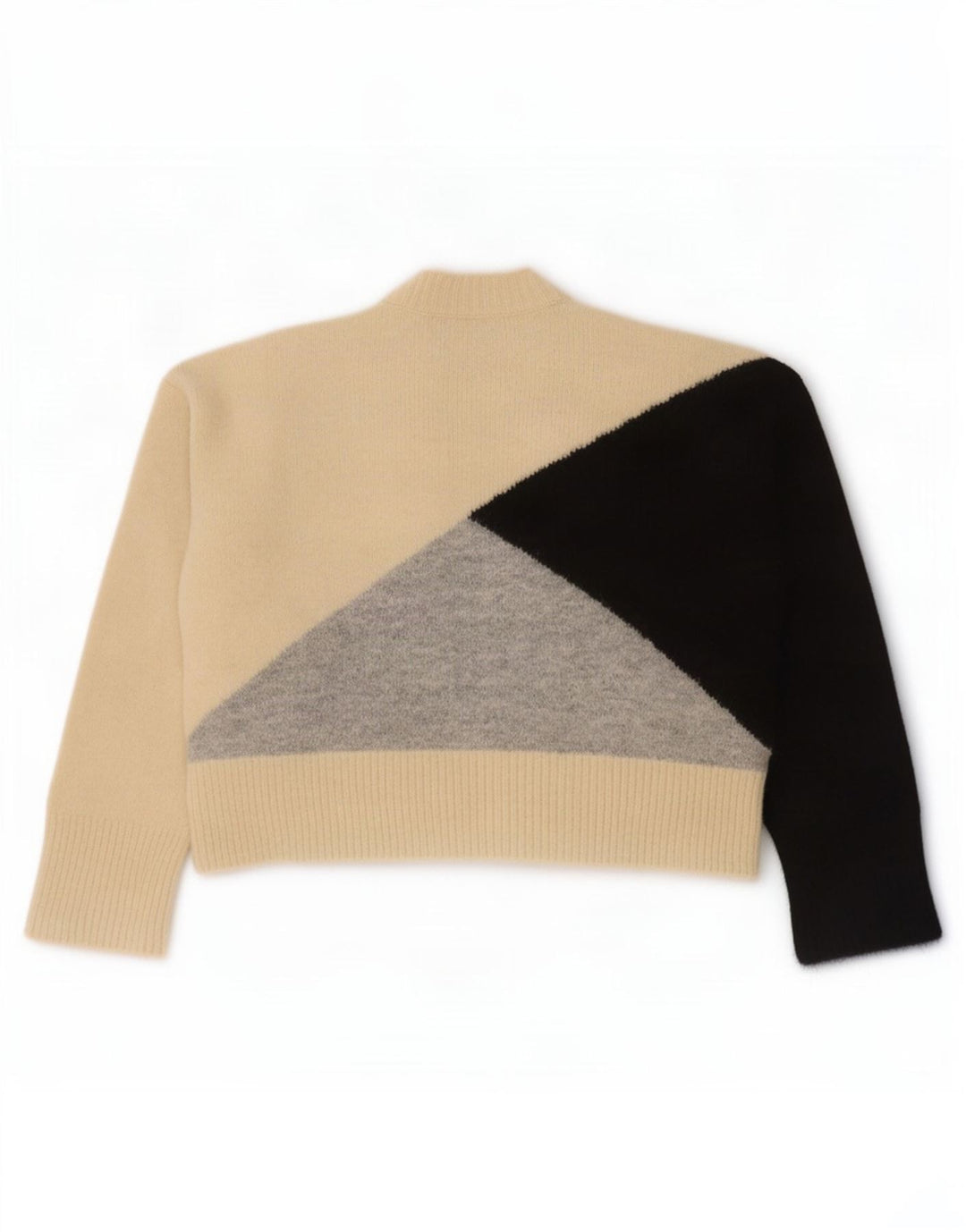 Suéter feminino Zara com gola tartaruga Reino Unido 14 bloco colorido bege médio