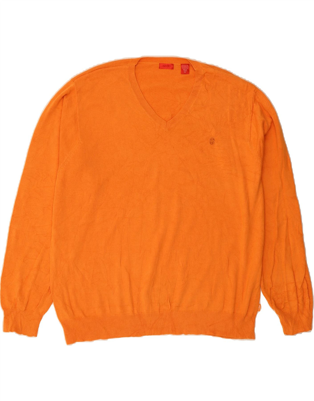 IZOD Mens V-Neck Jumper Sweater 2XL Orange Cotton Vintage Izod and Second-Hand Izod from Messina Hembry 