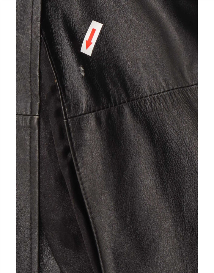 Casaco de couro feminino longo e solto Calculus UK 4 XS preto